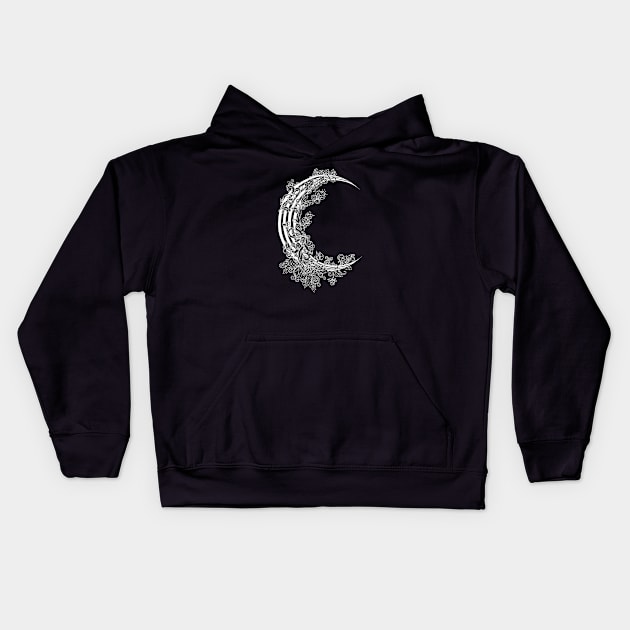 Striped Floral Moon at Midnight Kids Hoodie by NicoleWhelan